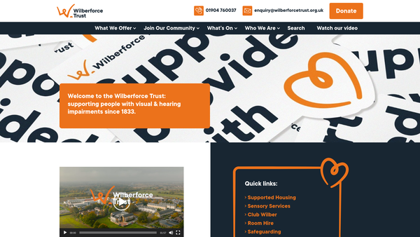 Screenshot of the The Wilberforce Trust website