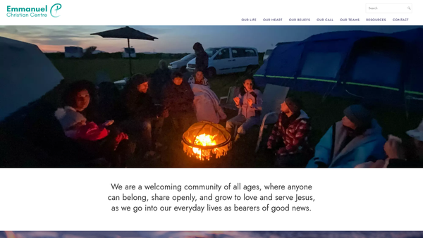 Screenshot of the Emmanuel Christian Centre, Pembrokeshire website