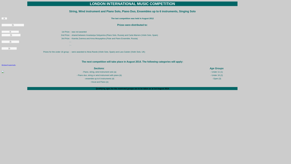 Screenshot of the The London International Music Competition Ltd website