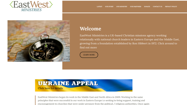 Screenshot of the East - West Ministries website