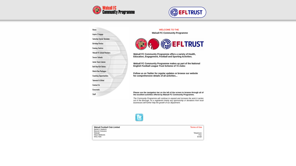 Screenshot of the Walsall FC Foundation website