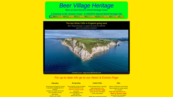 Screenshot of the Beer Village Heritage website