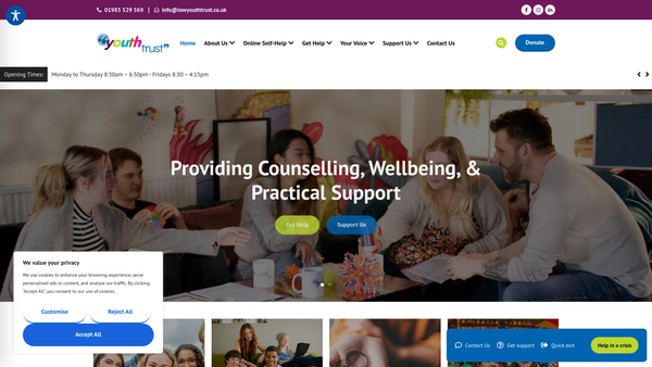 Screenshot of the Isle Of Wight Youth Trust website