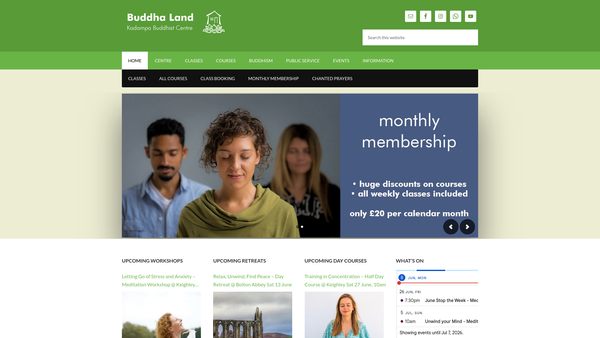 Screenshot of the Buddha Land Kadampa Meditation Centre Ltd website