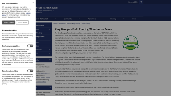 Screenshot of the King George's Field - Woodhouse Eaves website