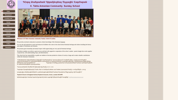 Screenshot of the Kevork Tahtayan Armenian Community School Trust website
