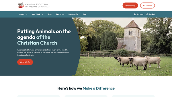 Screenshot of the The Anglican Society For The Welfare Of Animals website