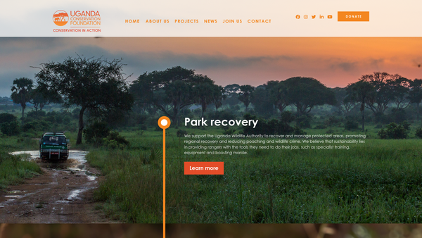 Screenshot of the Uganda Conservation Foundation website