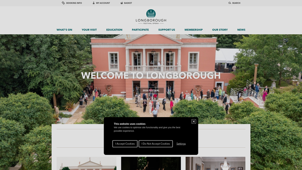 Screenshot of the Longborough Festival Opera website