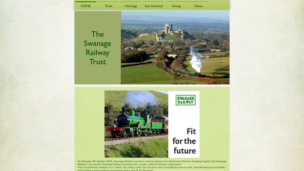 Screenshot of the The Swanage Railway Trust website