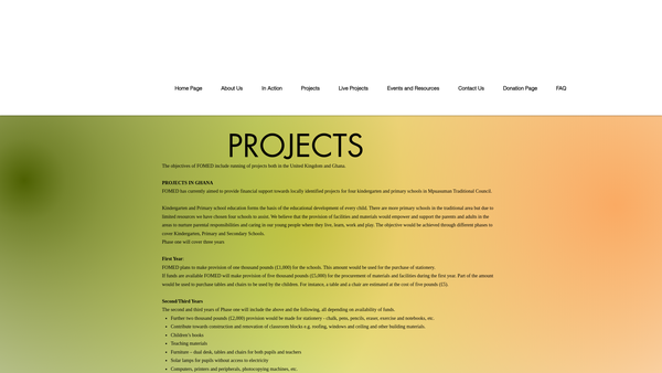 Screenshot of the Foundation For Mpuasuman Educational Development (Fomed) website