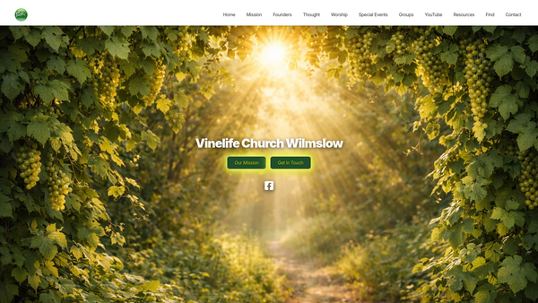 Screenshot of the Vinelife Church, Wilmslow website