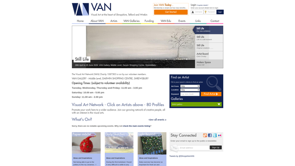 Screenshot of the Visual Art Network website