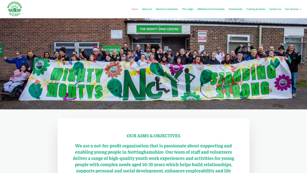 Screenshot of the Nottinghamshire Club For Young People Ltd website