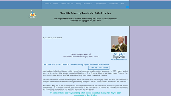 Screenshot of the New Life Ministry Trust website