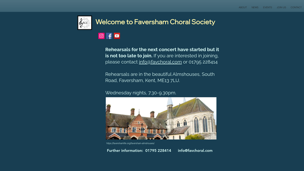 Screenshot of the Faversham Choral Society website