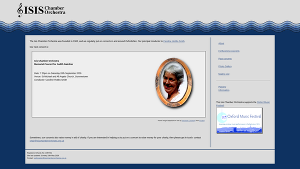 Screenshot of the Isis Chamber Orchestra website