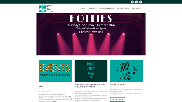 Screenshot of the Chester Music and Theatre Company website