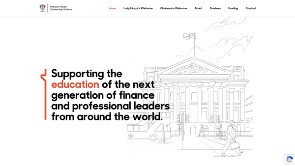 Screenshot of the Mansion House Scholarship Scheme website