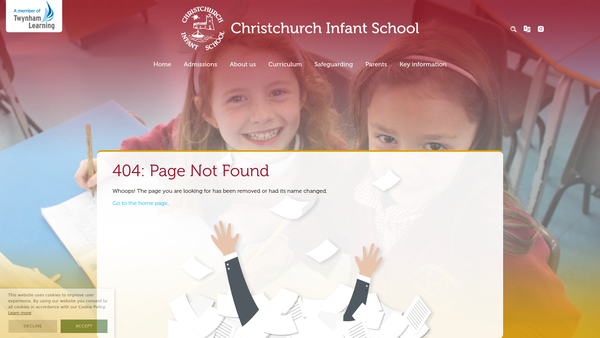 Screenshot of the Christchurch Infant School PTFA website