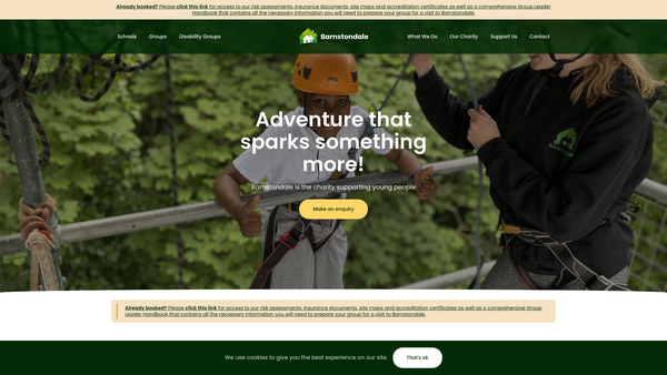 Screenshot of the Barnstondale Centre website