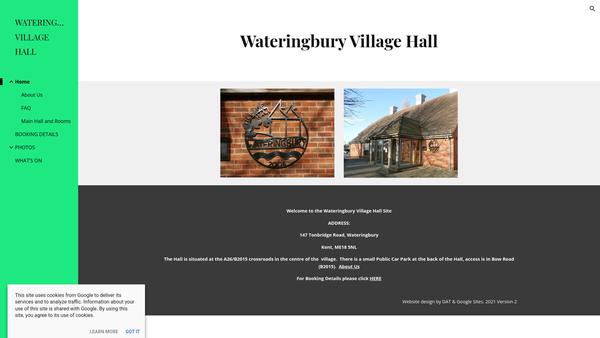 Screenshot of the Wateringbury Millennium Hall website