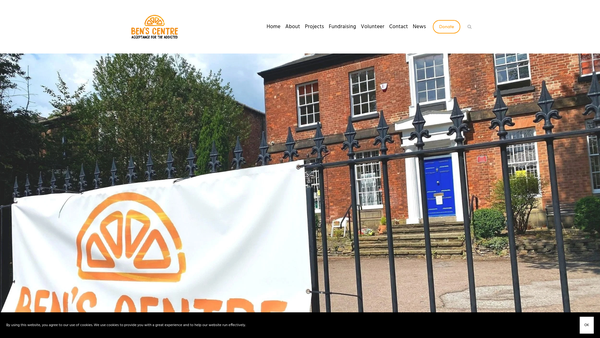 Screenshot of the Ben's Centre For Vulnerable People (Sheffield) website