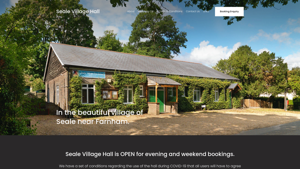 Screenshot of the Seale Village Hall website