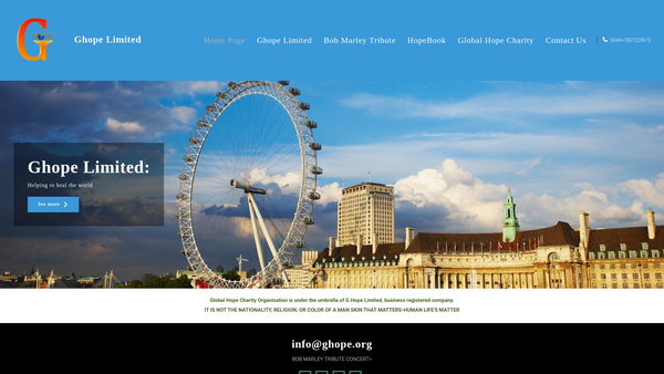 Screenshot of the Global Hope Limited website