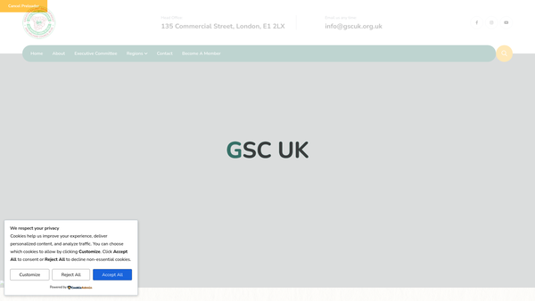 Screenshot of the Greater Sylhet Development & Welfare Council ( U.K.) website