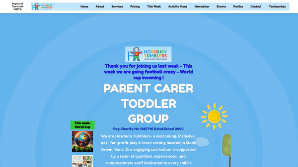 Screenshot of the The Howbury Tumblers website