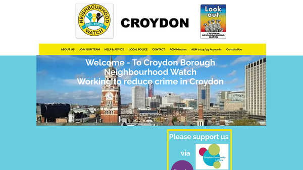 Screenshot of the Croydon Borough Neighbourhood Watch Association website