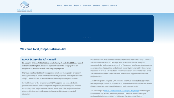 Screenshot of the St Joseph's African Aid website