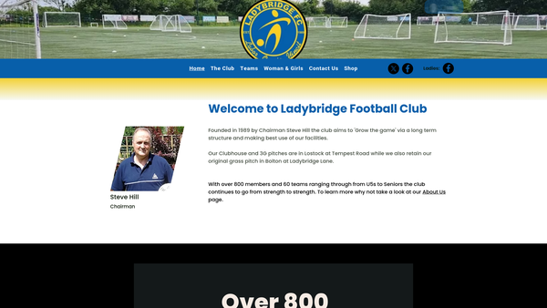 Screenshot of the Ladybridge Sports And Leisure Limited website