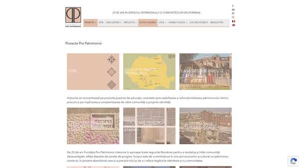 Screenshot of the The Romanian Heritage Foundation Pro Patrimonio Foundation Of The United Kingdom website