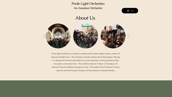 Screenshot of the Poole Light Orchestra website
