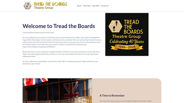 Screenshot of the Tread The Boards Theatre Group website
