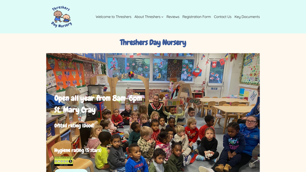 Screenshot of the Threshers Day Nursery website