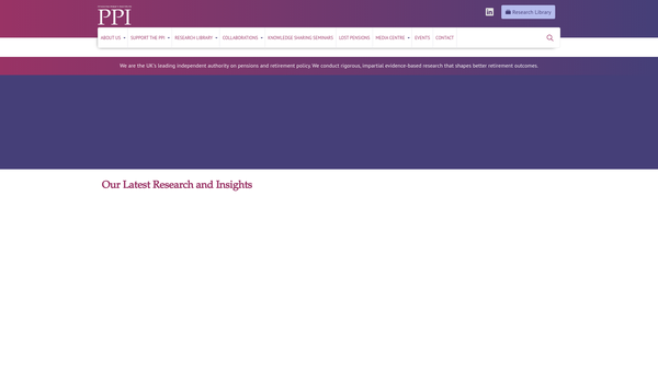 Screenshot of the The Pensions Policy Institute website