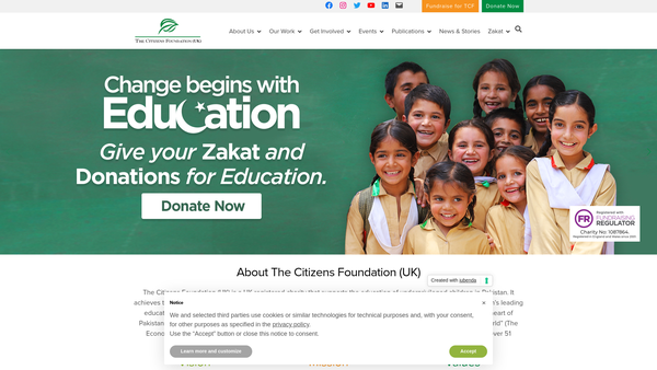 Screenshot of the The Citizens Foundation (UK) website