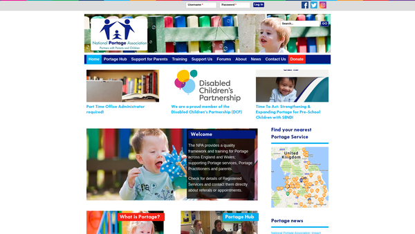 Screenshot of the National Portage Association website