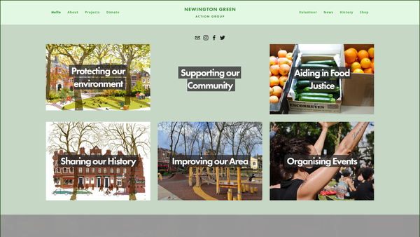 Screenshot of the Newington Green Action Group website