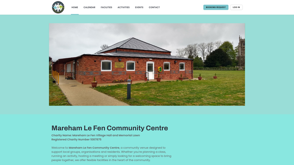 Screenshot of the Mareham Le Fen Village Hall And Memorial Lawn website