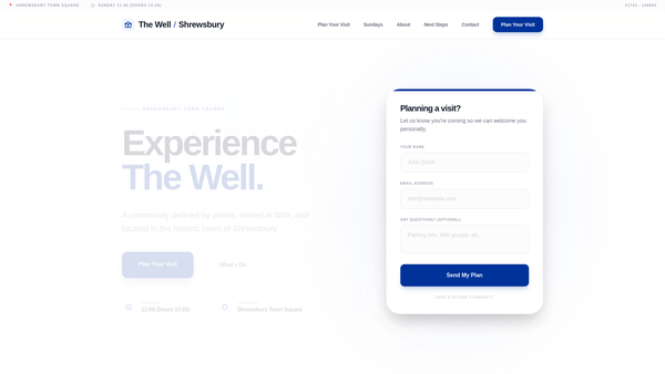Screenshot of the The Well Ministries website
