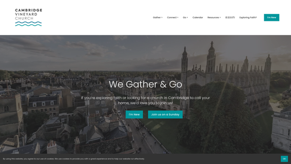 Screenshot of the Cambridge Vineyard Church website