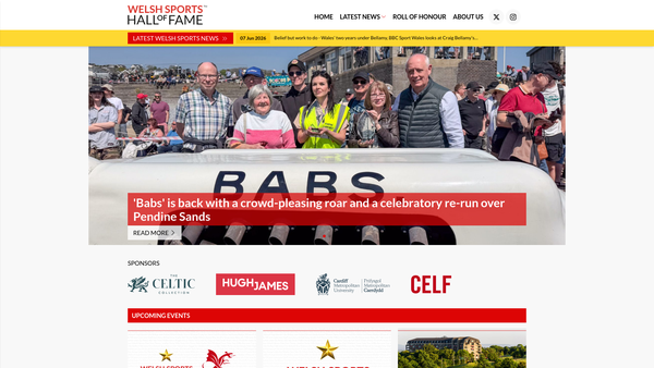 Screenshot of the The Welsh Sports Hall Of Fame website