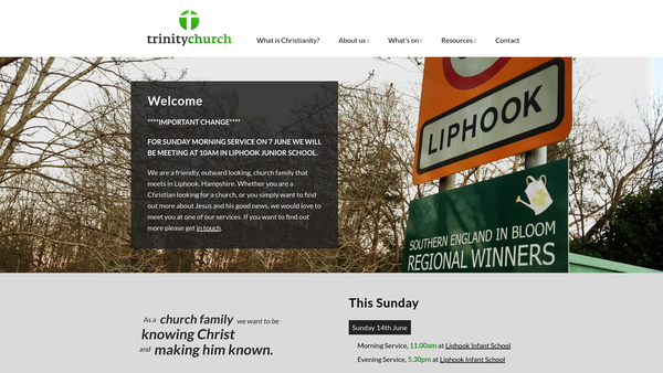 Screenshot of the Trinity Church website