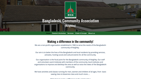 Screenshot of the Bangladeshi Community Association (Keighley) website