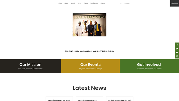 Screenshot of the Igala UK website