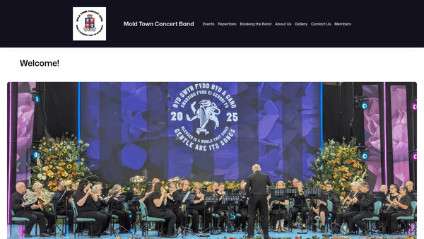Screenshot of the Mold Town Concert Band Yr Wyddgrug website